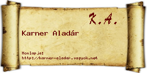 Karner Aladár névjegykártya